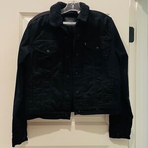 Black Sherpa-Lined Jacket